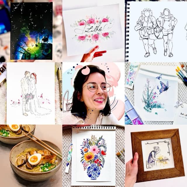 Image montrant le dessin d'une jeune femme avec une tenue bleue, esprit militaire